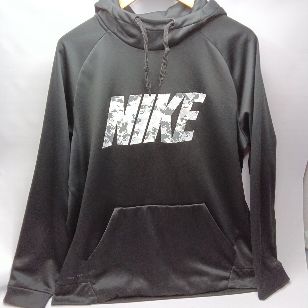 Nike Digi Camo Hoodie Therma Training Graphic Black Sweatshirt AJ4452 Size XL